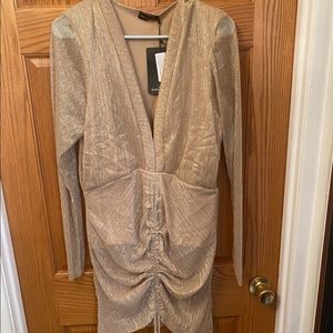 COPY - Gold Plisse Ruched Bodycon Dress
